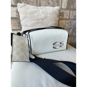 Coach Axel Crossbody With Signature Canvas And Coach Stamp Chalk
